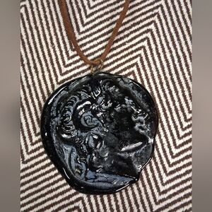 HANDMADE Oversized Vintage Medallion Pendant Necklace  "Alexander The Great"